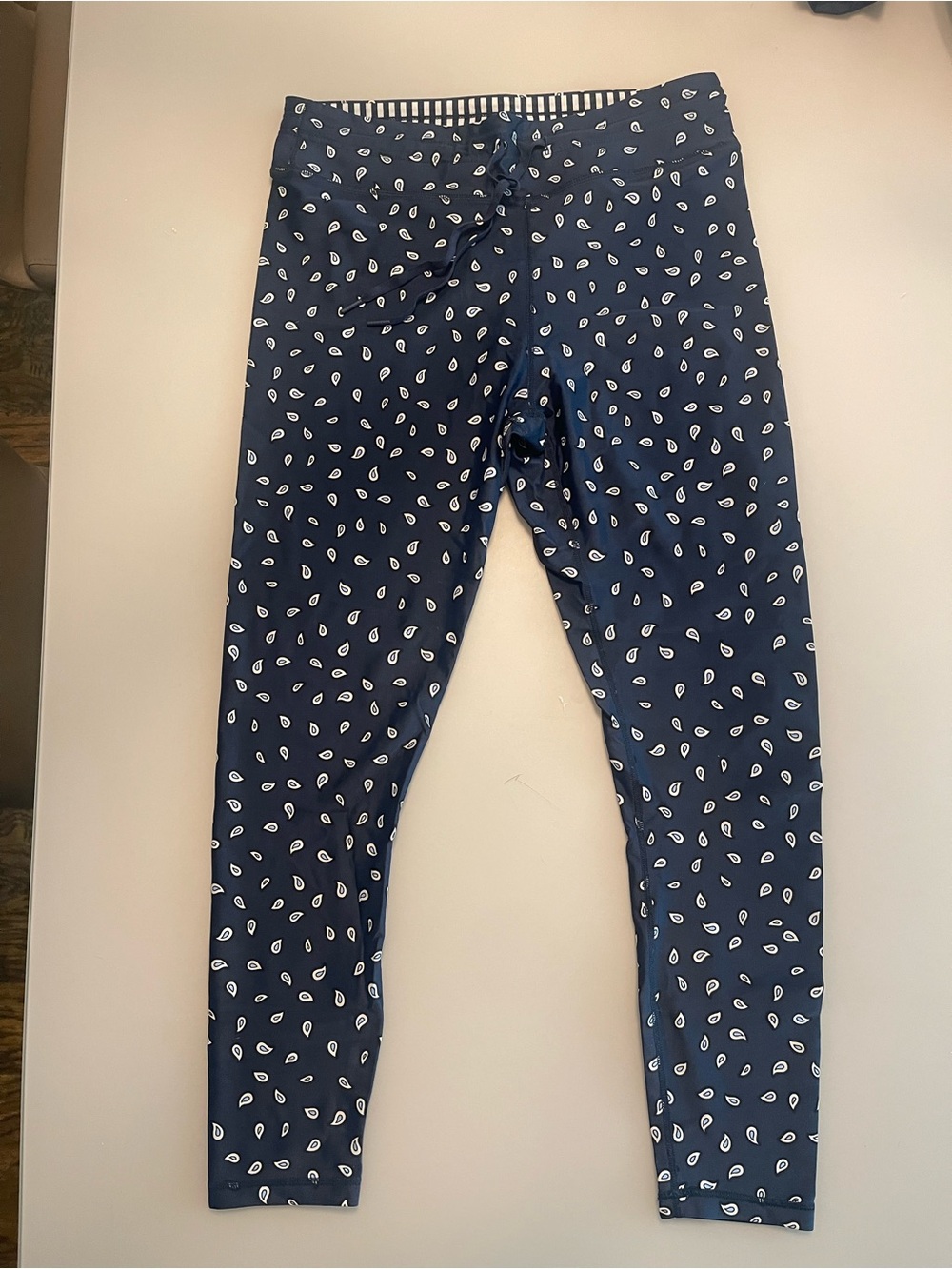 The Upside Navy Paisley Print Drawstring Leggings in XL